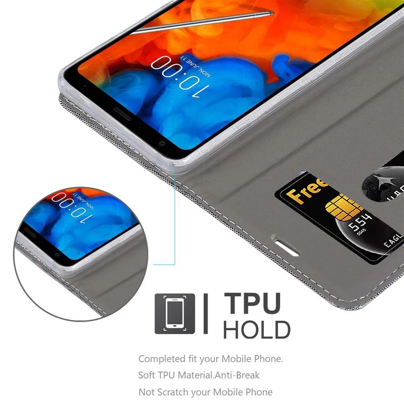 Cadorabo Hülle kompatibel mit LG Q STYLUS Schutzhülle mit Magnetverschluss, Standfunktion und Kartenfach
