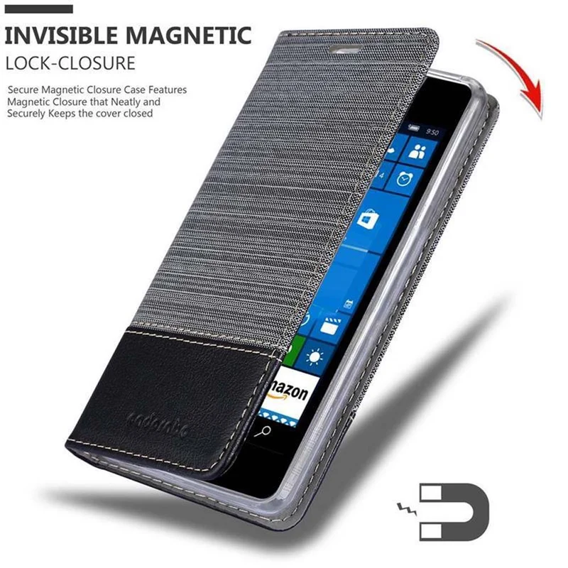 Cadorabo Hülle kompatibel mit Nokia Lumia 550 Schutzhülle mit Magnetverschluss, Standfunktion und Kartenfach