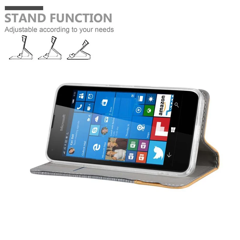 Cadorabo Hülle kompatibel mit Nokia Lumia 550 Schutzhülle mit Magnetverschluss, Standfunktion und Kartenfach