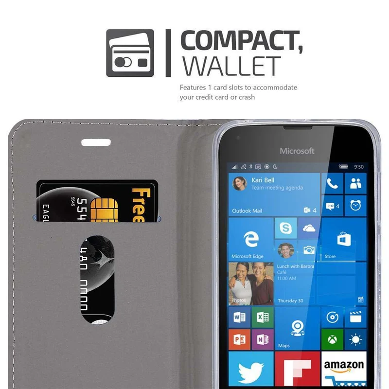 Cadorabo Hülle kompatibel mit Nokia Lumia 550 Schutzhülle mit Magnetverschluss, Standfunktion und Kartenfach