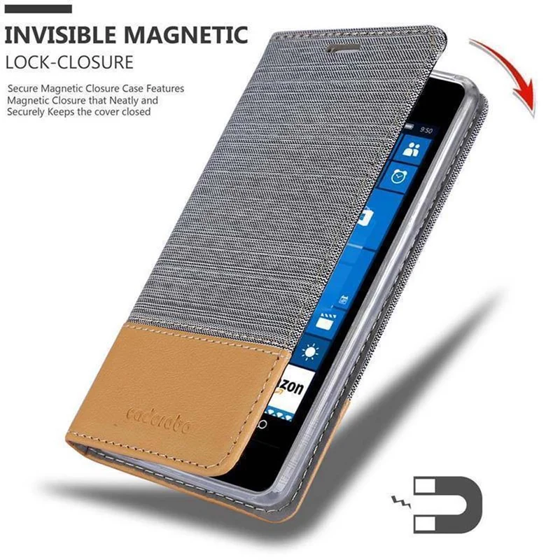 Cadorabo Hülle kompatibel mit Nokia Lumia 550 Schutzhülle mit Magnetverschluss, Standfunktion und Kartenfach