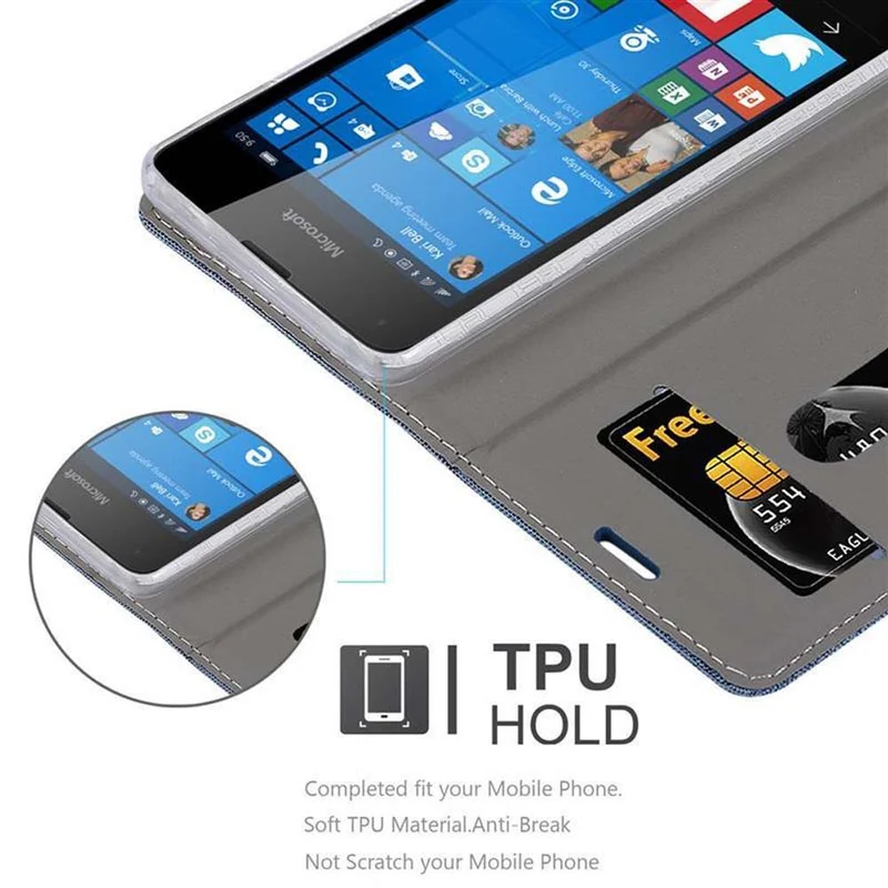Cadorabo Hülle kompatibel mit Nokia Lumia 550 Schutzhülle mit Magnetverschluss, Standfunktion und Kartenfach