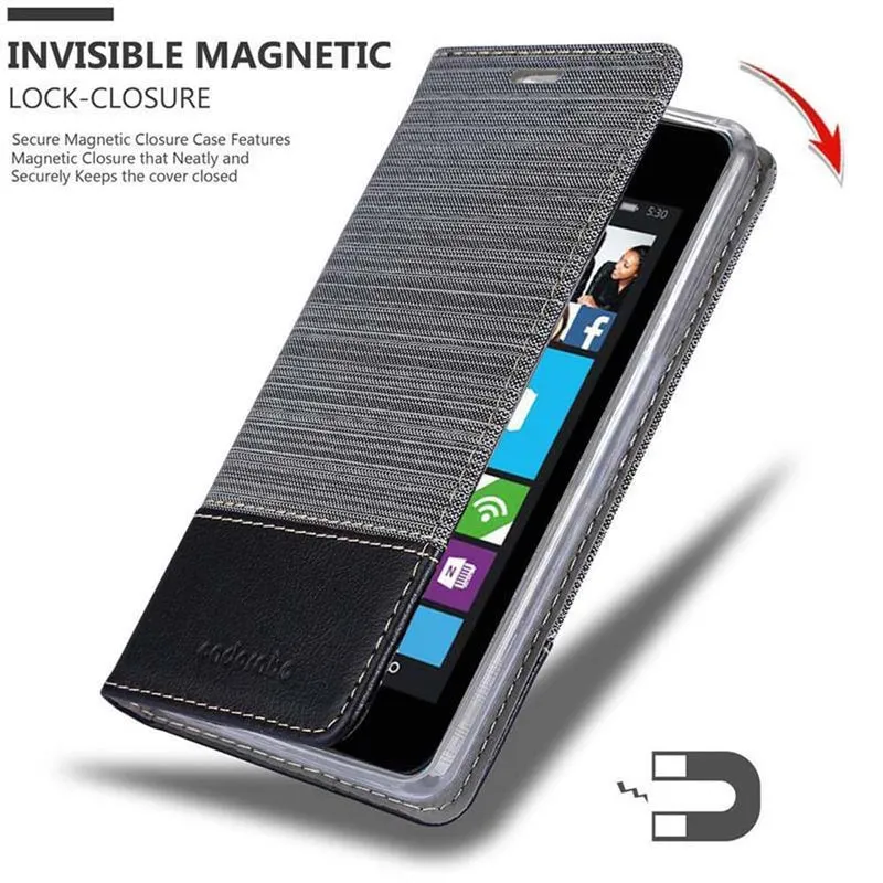 Cadorabo Hülle kompatibel mit Nokia Lumia 530 Schutzhülle mit Magnetverschluss, Standfunktion und Kartenfach