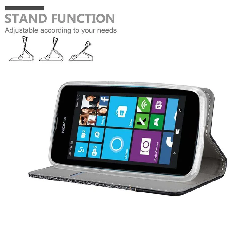 Cadorabo Hülle kompatibel mit Nokia Lumia 530 Schutzhülle mit Magnetverschluss, Standfunktion und Kartenfach