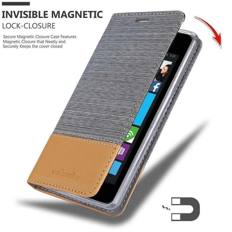 Cadorabo Hülle kompatibel mit Nokia Lumia 530 Schutzhülle mit Magnetverschluss, Standfunktion und Kartenfach