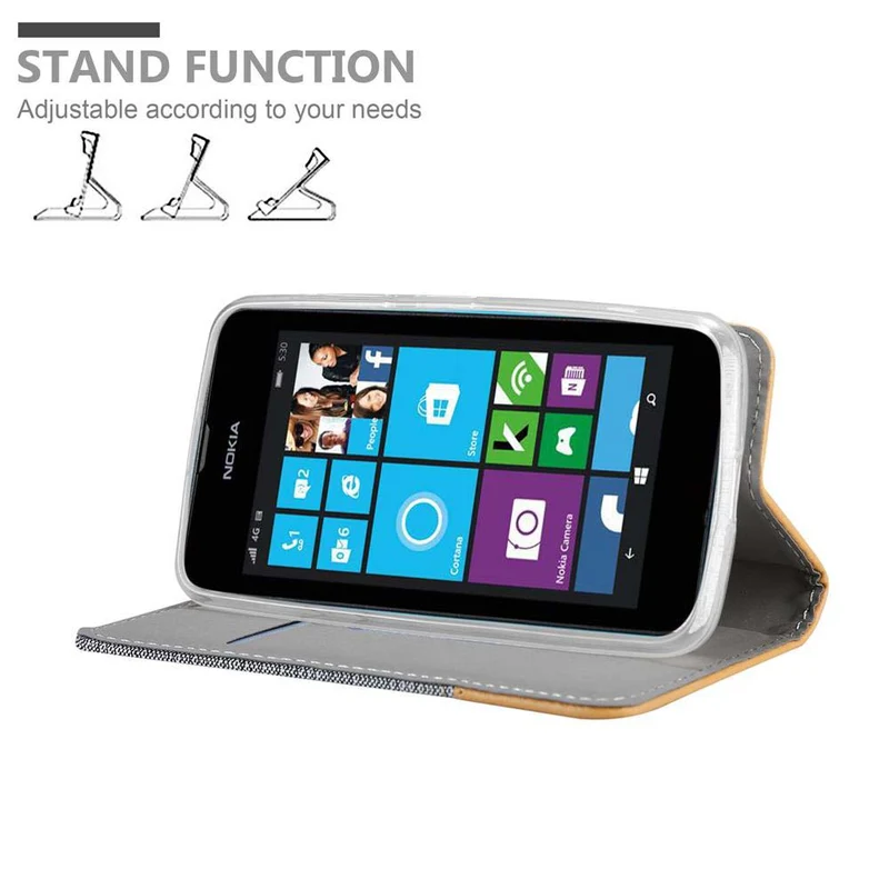 Cadorabo Hülle kompatibel mit Nokia Lumia 530 Schutzhülle mit Magnetverschluss, Standfunktion und Kartenfach