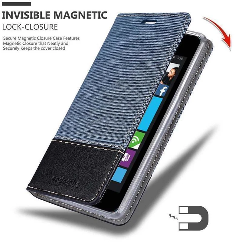 Cadorabo Hülle kompatibel mit Nokia Lumia 530 Schutzhülle mit Magnetverschluss, Standfunktion und Kartenfach