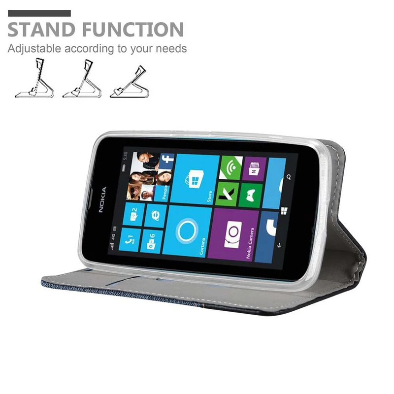 Cadorabo Hülle kompatibel mit Nokia Lumia 530 Schutzhülle mit Magnetverschluss, Standfunktion und Kartenfach