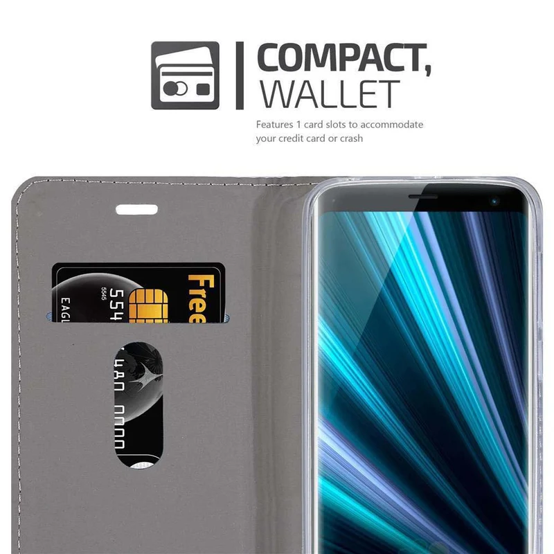 Cadorabo Hülle kompatibel mit Sony Xperia XZ3 Schutzhülle mit Magnetverschluss, Standfunktion und Kartenfach