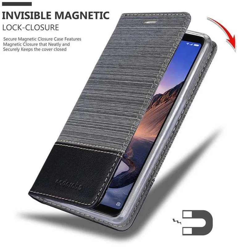 Cadorabo Hülle kompatibel mit Xiaomi Mi MAX 3 Schutzhülle mit Magnetverschluss, Standfunktion und Kartenfach