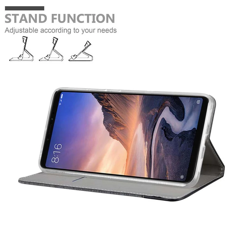Cadorabo Hülle kompatibel mit Xiaomi Mi MAX 3 Schutzhülle mit Magnetverschluss, Standfunktion und Kartenfach