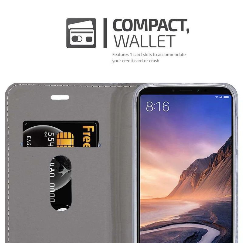 Cadorabo Hülle kompatibel mit Xiaomi Mi MAX 3 Schutzhülle mit Magnetverschluss, Standfunktion und Kartenfach