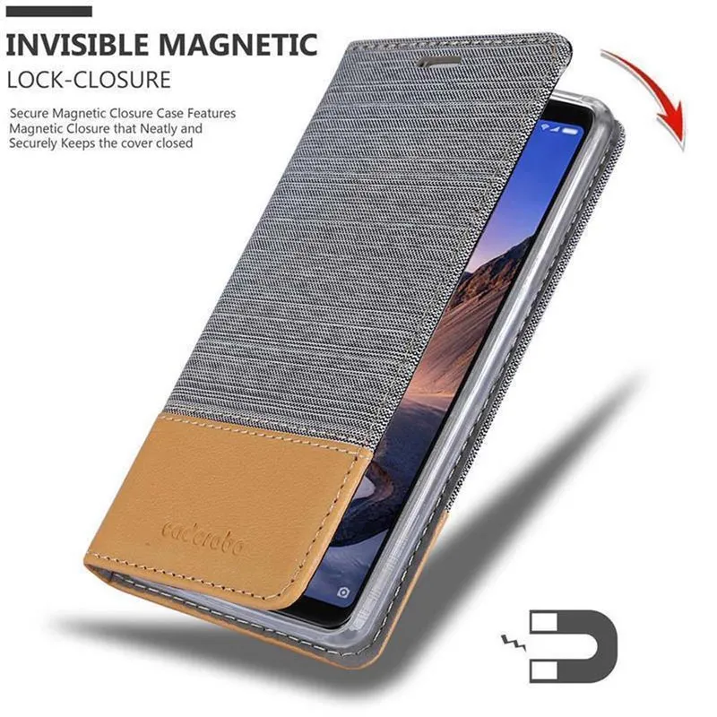 Cadorabo Hülle kompatibel mit Xiaomi Mi MAX 3 Schutzhülle mit Magnetverschluss, Standfunktion und Kartenfach