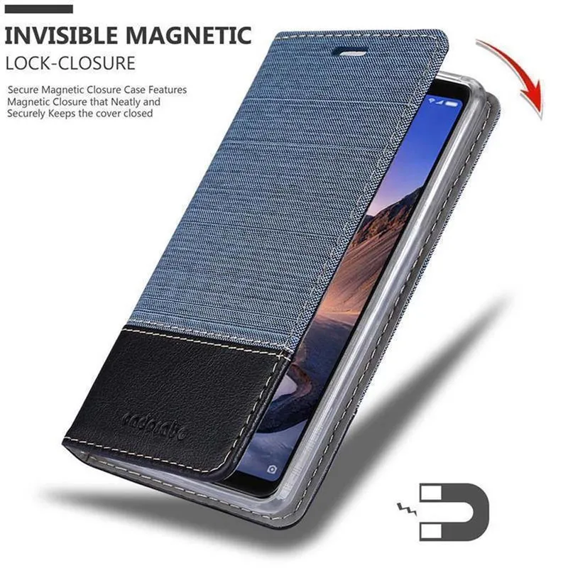 Cadorabo Hülle kompatibel mit Xiaomi Mi MAX 3 Schutzhülle mit Magnetverschluss, Standfunktion und Kartenfach