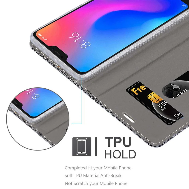 Cadorabo Hülle kompatibel mit Xiaomi Mi A2 LITE / RedMi 6 PRO Schutzhülle mit Magnetverschluss, Standfunktion und Kartenfach