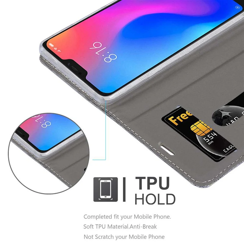 Cadorabo Hülle kompatibel mit Xiaomi Mi A2 LITE / RedMi 6 PRO Schutzhülle mit Magnetverschluss, Standfunktion und Kartenfach