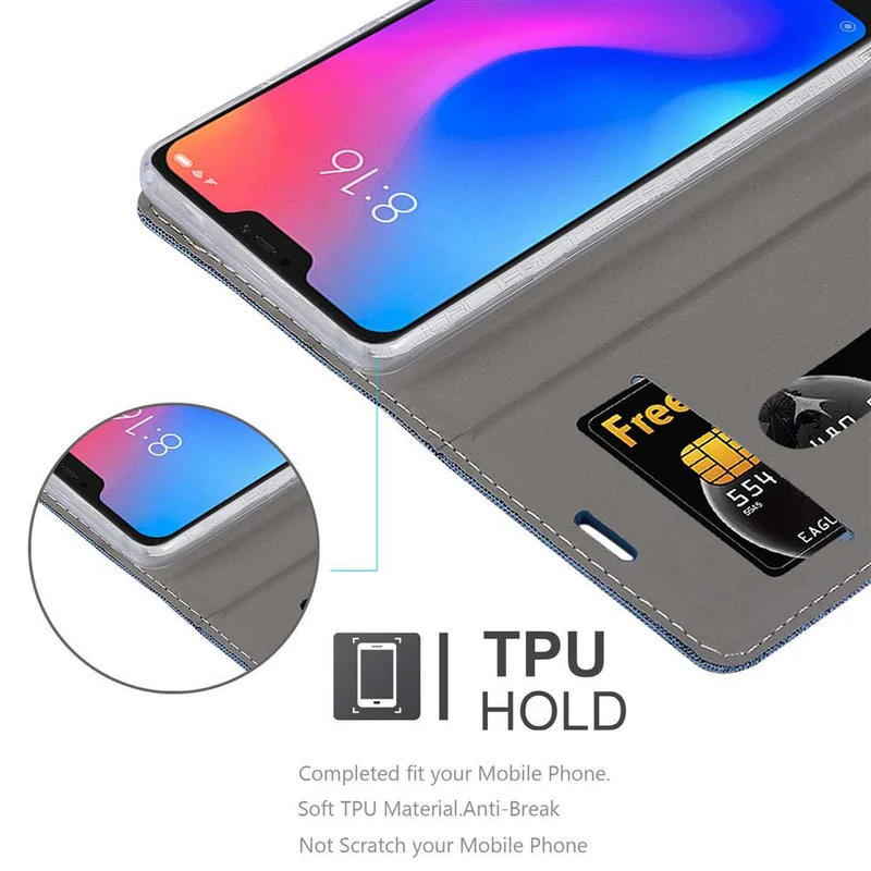 Cadorabo Hülle kompatibel mit Xiaomi Mi A2 LITE / RedMi 6 PRO Schutzhülle mit Magnetverschluss, Standfunktion und Kartenfach