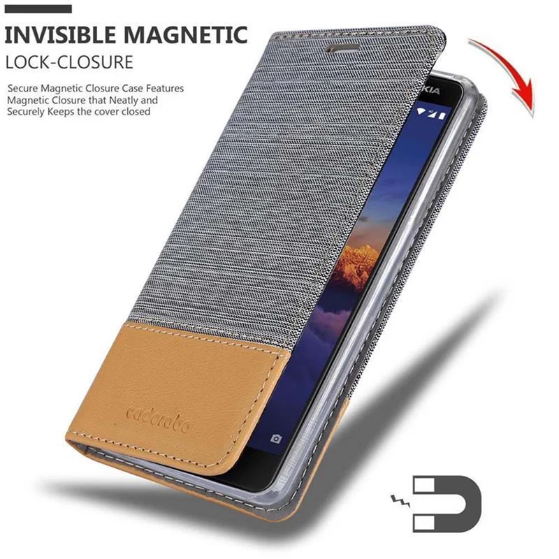 Cadorabo Hülle kompatibel mit Nokia 3,1 Schutzhülle mit Magnetverschluss, Standfunktion und Kartenfach