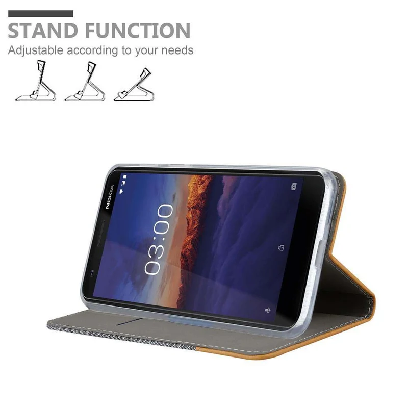 Cadorabo Hülle kompatibel mit Nokia 3,1 Schutzhülle mit Magnetverschluss, Standfunktion und Kartenfach