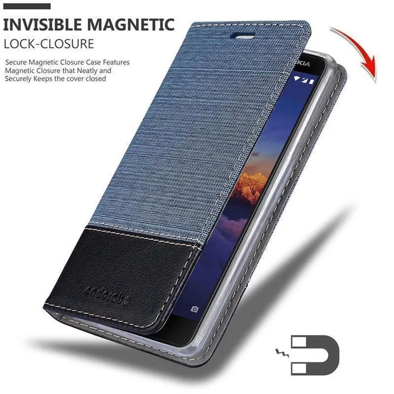 Cadorabo Hülle kompatibel mit Nokia 3,1 Schutzhülle mit Magnetverschluss, Standfunktion und Kartenfach