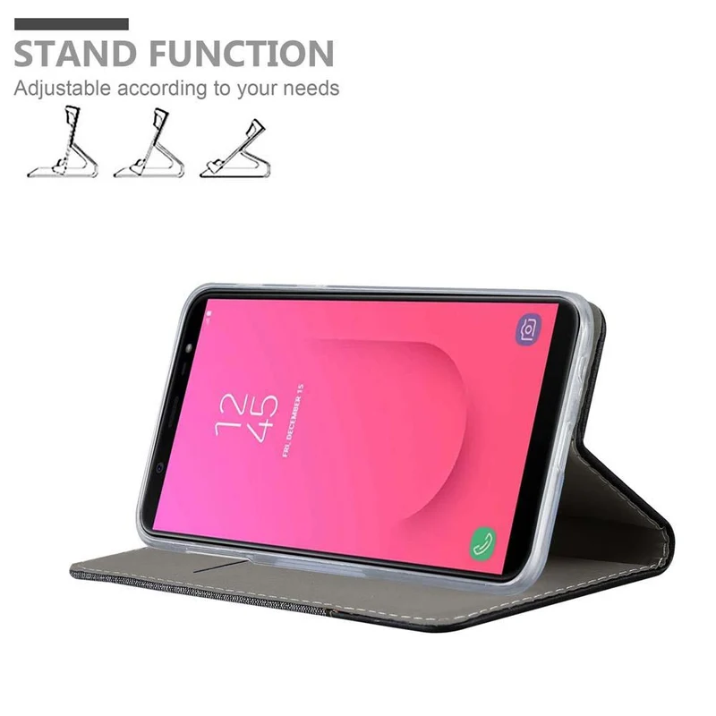 Cadorabo Hülle kompatibel mit Samsung Galaxy J8 2018 Schutzhülle mit Magnetverschluss, Standfunktion und Kartenfach