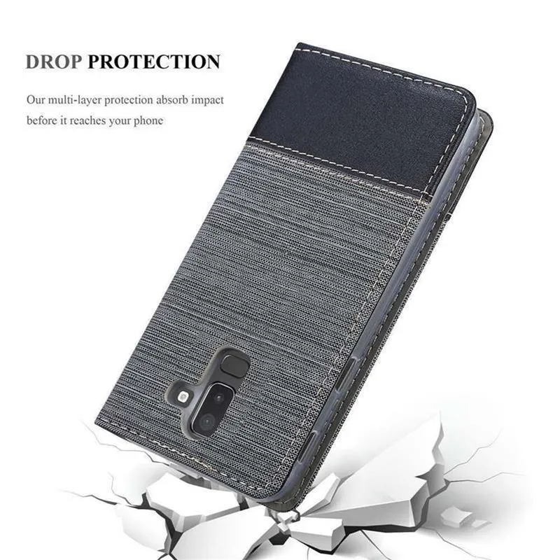 Cadorabo Hülle kompatibel mit Samsung Galaxy J8 2018 Schutzhülle mit Magnetverschluss, Standfunktion und Kartenfach