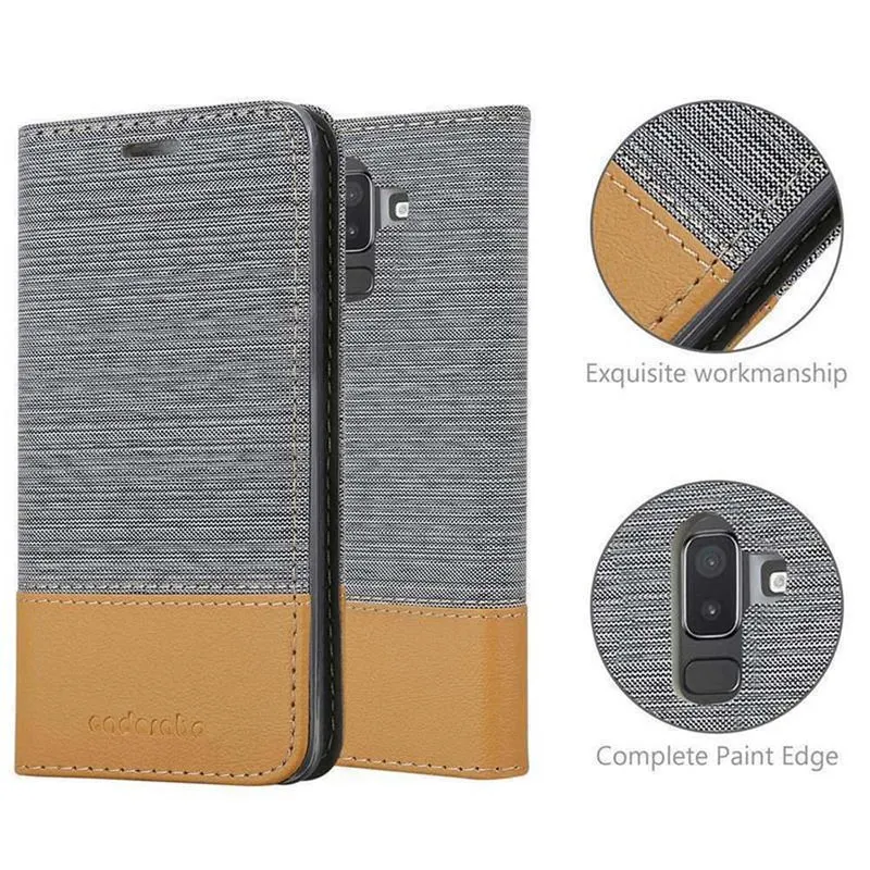 Cadorabo Hülle kompatibel mit Samsung Galaxy J8 2018 Schutzhülle mit Magnetverschluss, Standfunktion und Kartenfach