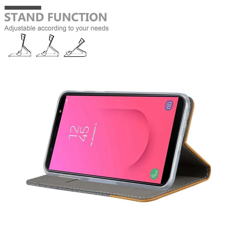 Cadorabo Hülle kompatibel mit Samsung Galaxy J8 2018 Schutzhülle mit Magnetverschluss, Standfunktion und Kartenfach