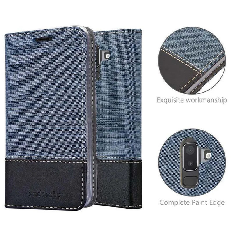 Cadorabo Hülle kompatibel mit Samsung Galaxy J8 2018 Schutzhülle mit Magnetverschluss, Standfunktion und Kartenfach