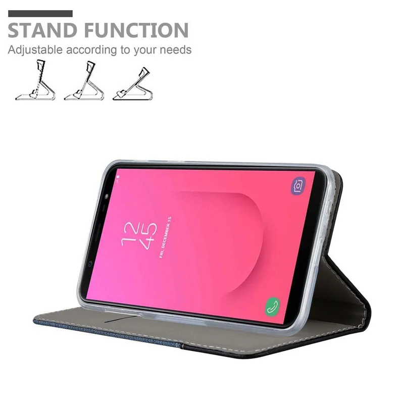 Cadorabo Hülle kompatibel mit Samsung Galaxy J8 2018 Schutzhülle mit Magnetverschluss, Standfunktion und Kartenfach