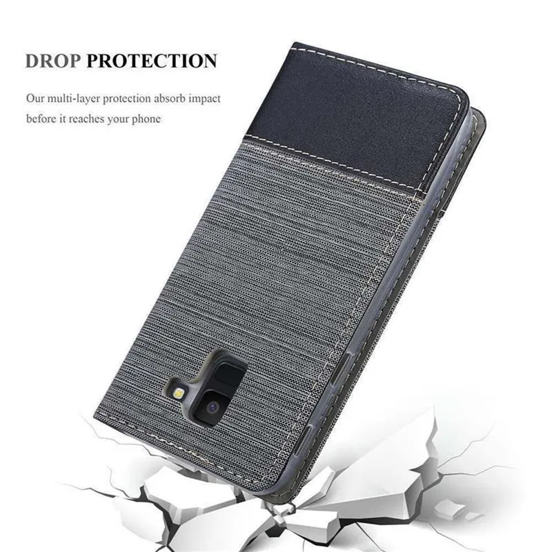 Cadorabo Hülle kompatibel mit Samsung Galaxy J6 2018 Schutzhülle mit Magnetverschluss, Standfunktion und Kartenfach
