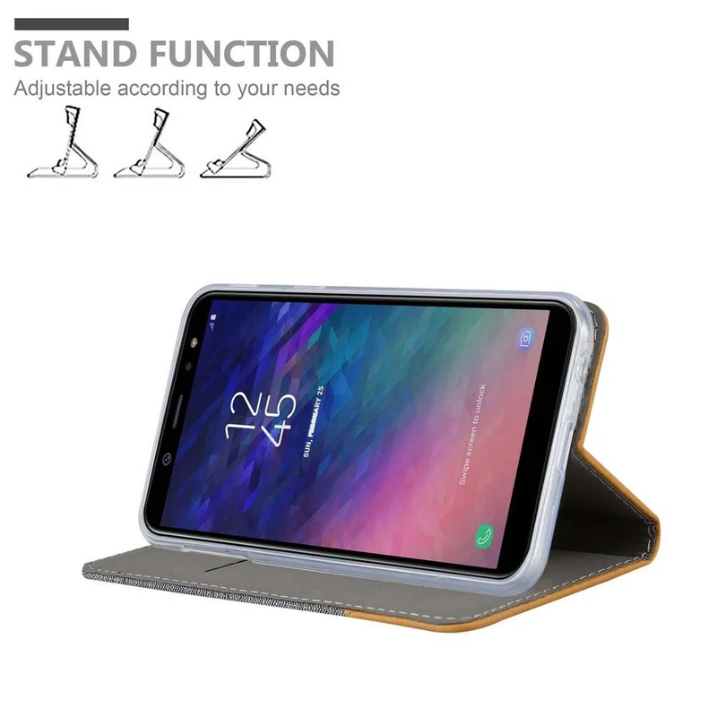 Cadorabo Hülle kompatibel mit Samsung Galaxy J6 2018 Schutzhülle mit Magnetverschluss, Standfunktion und Kartenfach