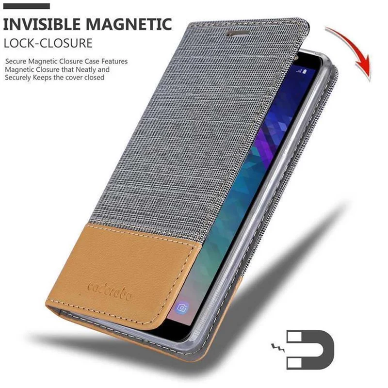 Cadorabo Hülle kompatibel mit Samsung Galaxy J6 2018 Schutzhülle mit Magnetverschluss, Standfunktion und Kartenfach