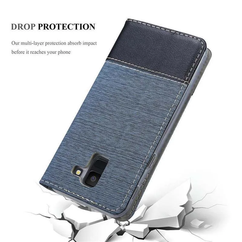 Cadorabo Hülle kompatibel mit Samsung Galaxy J6 2018 Schutzhülle mit Magnetverschluss, Standfunktion und Kartenfach