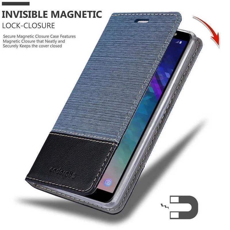Cadorabo Hülle kompatibel mit Samsung Galaxy J6 2018 Schutzhülle mit Magnetverschluss, Standfunktion und Kartenfach