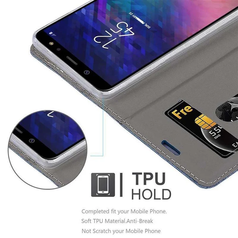 Cadorabo Hülle kompatibel mit Samsung Galaxy J6 2018 Schutzhülle mit Magnetverschluss, Standfunktion und Kartenfach