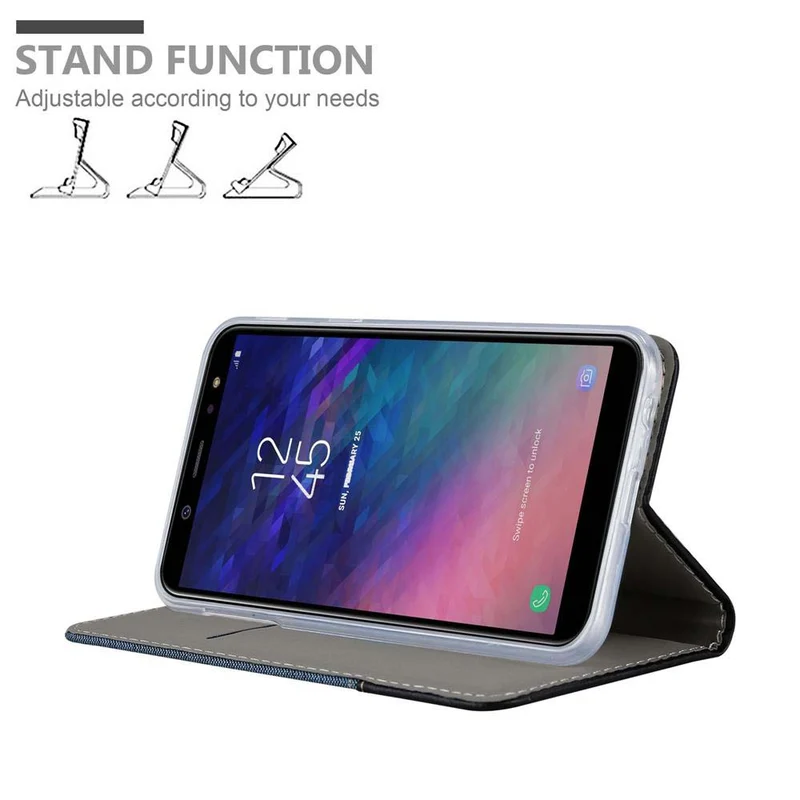 Cadorabo Hülle kompatibel mit Samsung Galaxy J6 2018 Schutzhülle mit Magnetverschluss, Standfunktion und Kartenfach