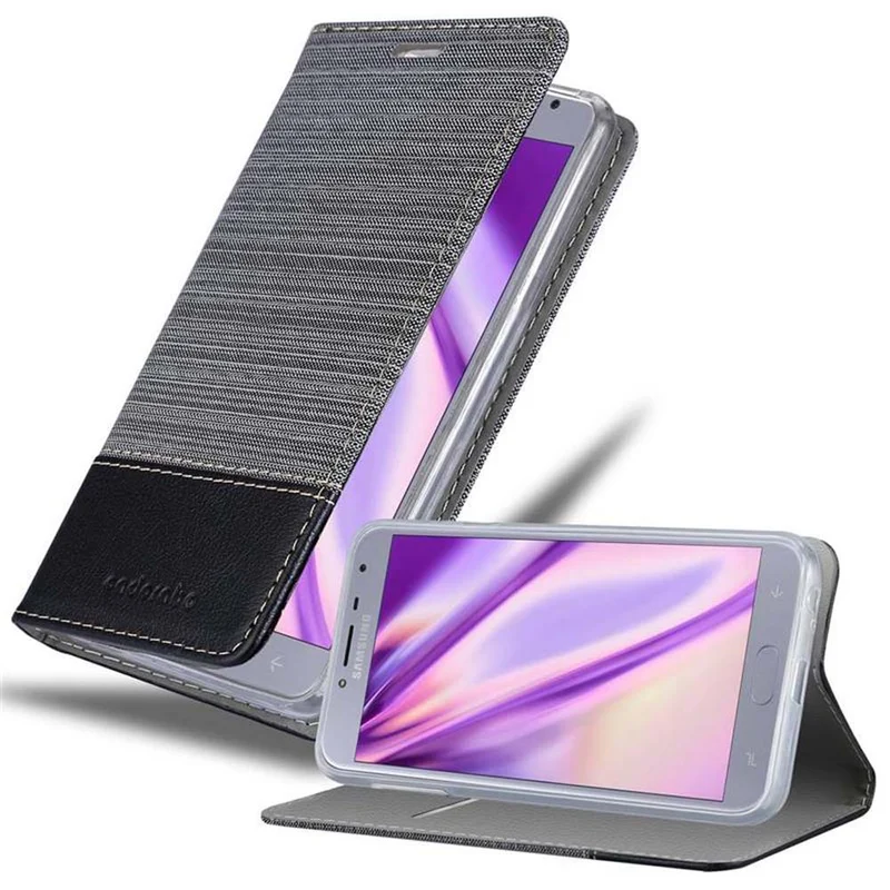 Cadorabo Hülle kompatibel mit Samsung Galaxy J4 2018 Schutzhülle mit Magnetverschluss, Standfunktion und Kartenfach