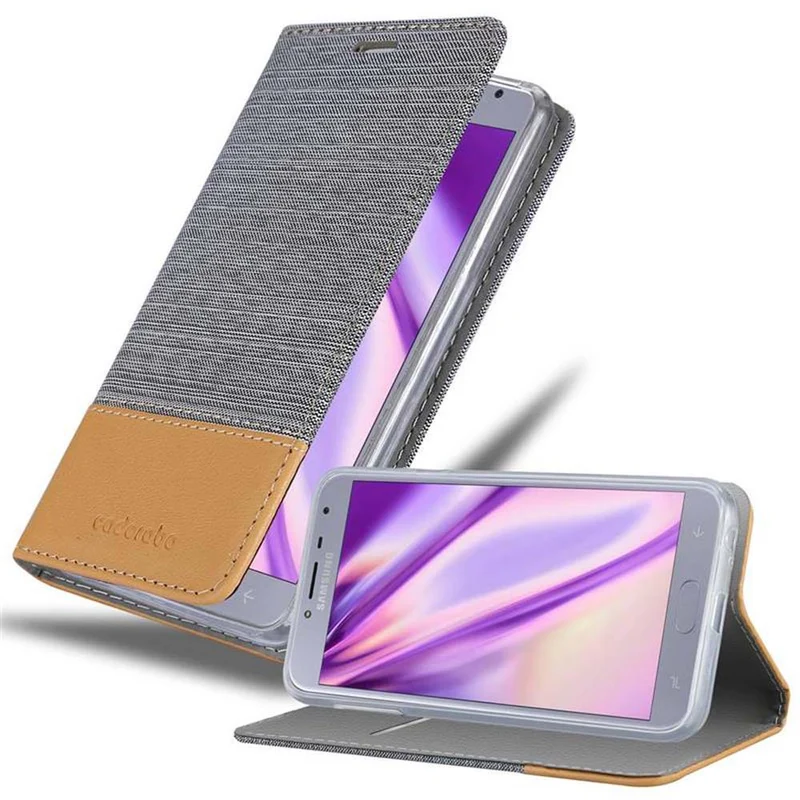 Cadorabo Hülle kompatibel mit Samsung Galaxy J4 2018 Schutzhülle mit Magnetverschluss, Standfunktion und Kartenfach