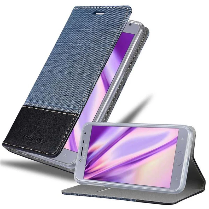 Cadorabo Hülle kompatibel mit Samsung Galaxy J4 2018 Schutzhülle mit Magnetverschluss, Standfunktion und Kartenfach