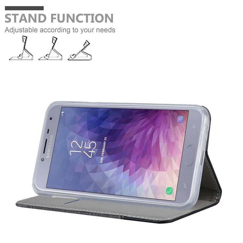 Cadorabo Hülle kompatibel mit Samsung Galaxy J4 2018 Schutzhülle mit Magnetverschluss, Standfunktion und Kartenfach