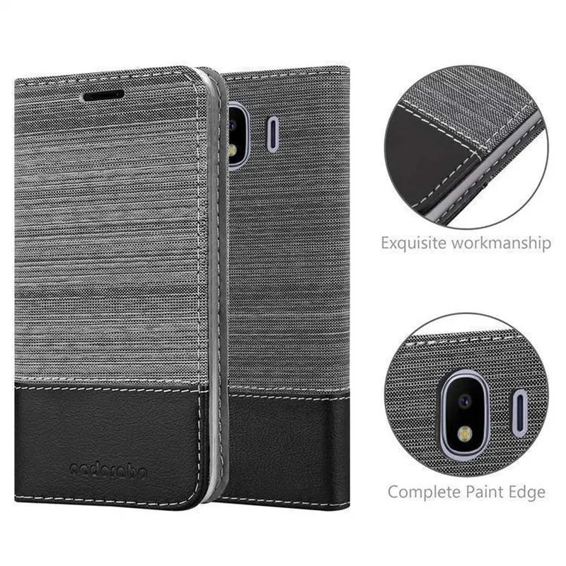 Cadorabo Hülle kompatibel mit Samsung Galaxy J4 2018 Schutzhülle mit Magnetverschluss, Standfunktion und Kartenfach
