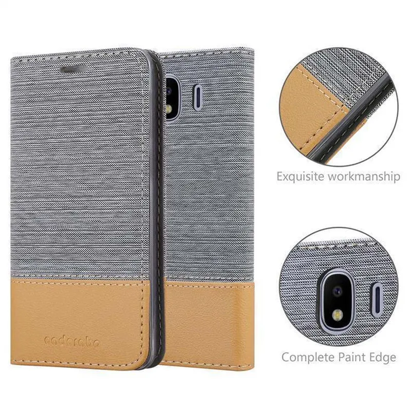 Cadorabo Hülle kompatibel mit Samsung Galaxy J4 2018 Schutzhülle mit Magnetverschluss, Standfunktion und Kartenfach