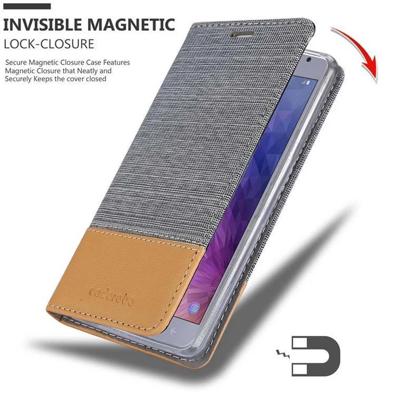 Cadorabo Hülle kompatibel mit Samsung Galaxy J4 2018 Schutzhülle mit Magnetverschluss, Standfunktion und Kartenfach