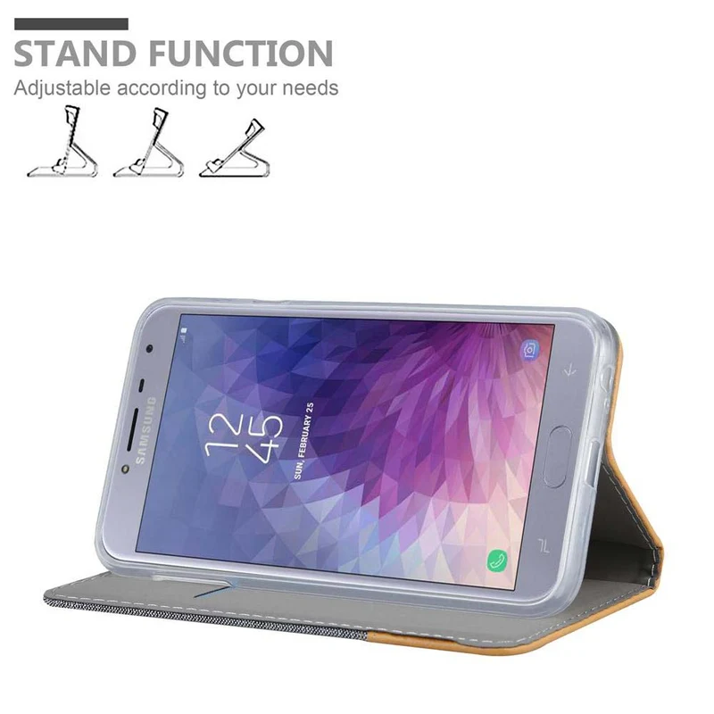 Cadorabo Hülle kompatibel mit Samsung Galaxy J4 2018 Schutzhülle mit Magnetverschluss, Standfunktion und Kartenfach