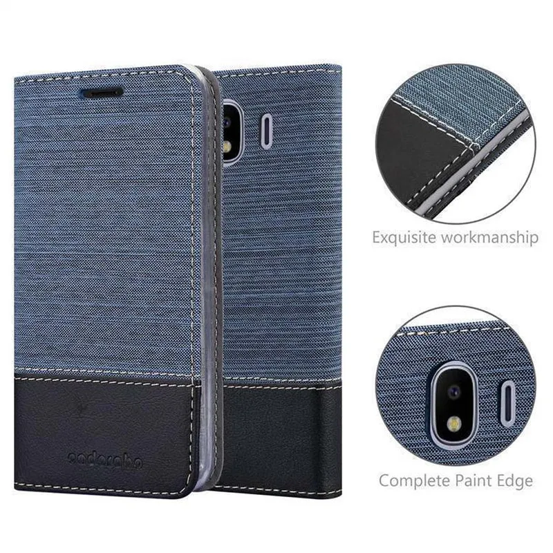 Cadorabo Hülle kompatibel mit Samsung Galaxy J4 2018 Schutzhülle mit Magnetverschluss, Standfunktion und Kartenfach