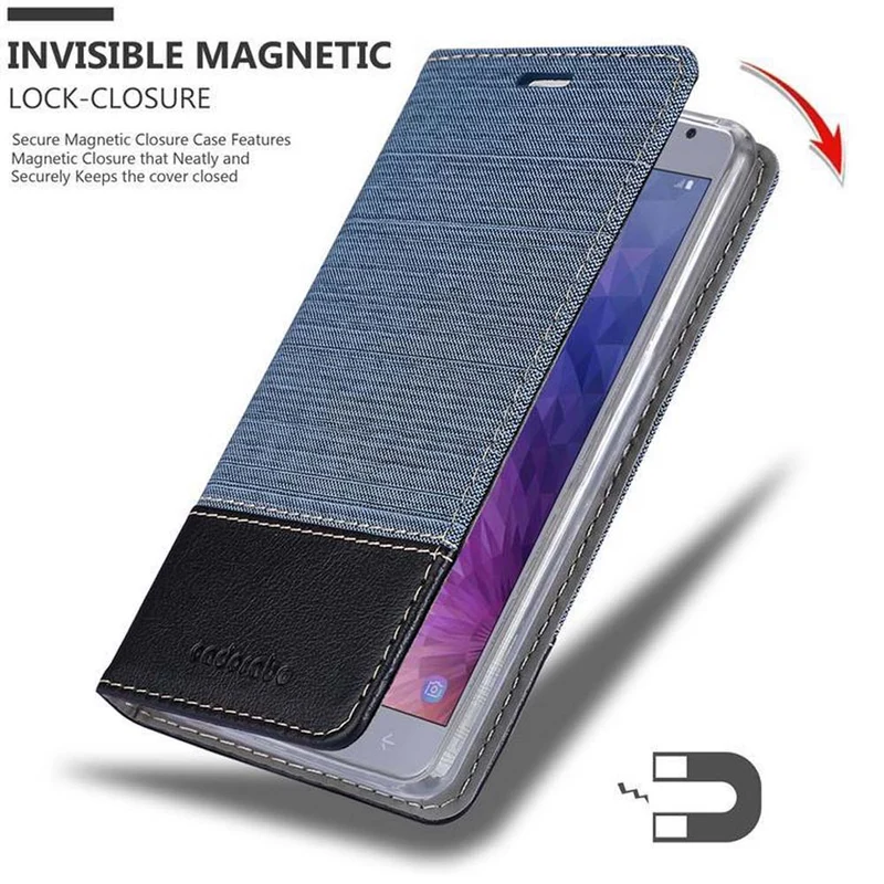 Cadorabo Hülle kompatibel mit Samsung Galaxy J4 2018 Schutzhülle mit Magnetverschluss, Standfunktion und Kartenfach