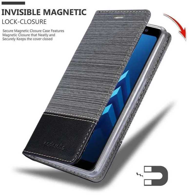 Cadorabo Hülle kompatibel mit Samsung Galaxy A8 2018 Schutzhülle mit Magnetverschluss, Standfunktion und Kartenfach
