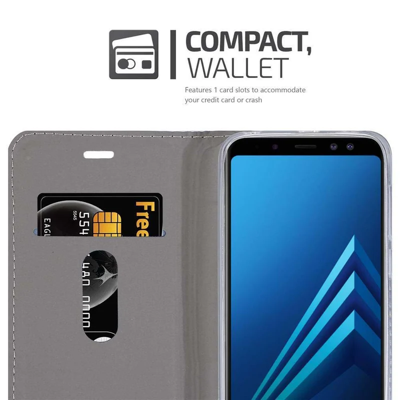 Cadorabo Hülle kompatibel mit Samsung Galaxy A8 2018 Schutzhülle mit Magnetverschluss, Standfunktion und Kartenfach