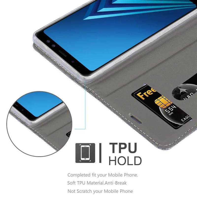 Cadorabo Hülle kompatibel mit Samsung Galaxy A8 2018 Schutzhülle mit Magnetverschluss, Standfunktion und Kartenfach